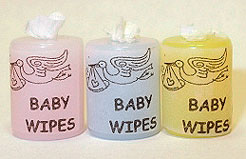 Dollhouse Miniature Baby Wipes, Blue Dollhouse Miniature Baby Wipes, Blue